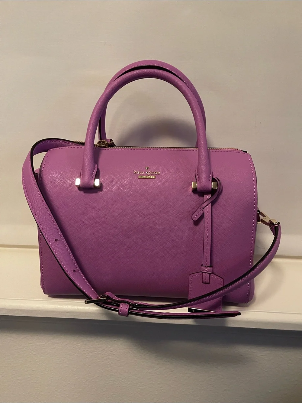 kate spade purple dome satchel with detachable strap